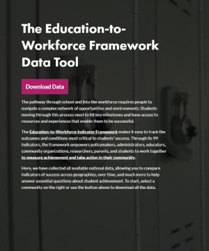 Screenshot of the Education to Workforce Framework Data Tool landing page