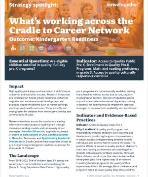 Front page of the Kindergarten Readiness Access to Quality PDF