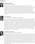 Screen shot of a web page with speaker bios
